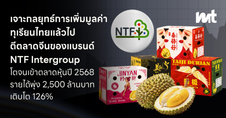 เจาะกลยุทธ์แบรนด์ NTF Intergroup การเพิ่มมูลค่าทุเรียนไทยไปตีตลาดจีน โตจนเข้าตลาดหุ้นปี 2568 รายได้พุ่ง 2,500 ล้านบาท
