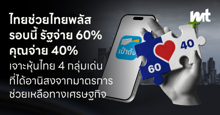 ไทยช่วยไทยพลัสรอบนี้รัฐจ่าย 60% คุณจ่าย 40% เจาะหุ้นไทย 4 กลุ่มเด่นที่ได้อานิสงจากมาตรการช่วยเหลือทางเศรษฐกิจ